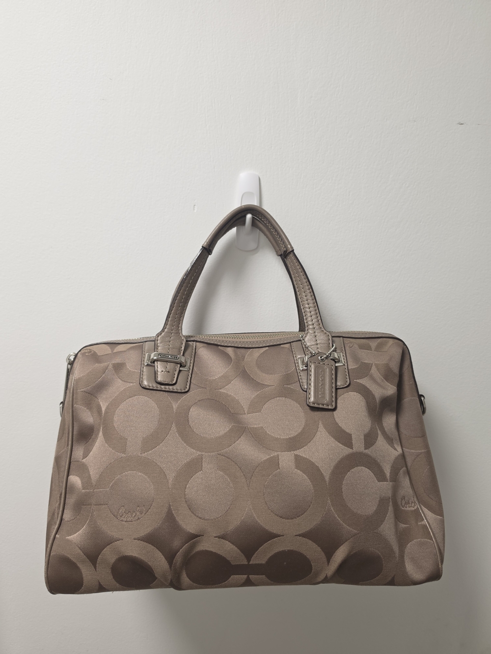 Coach Signature Satin Dome Satchel in Taupe